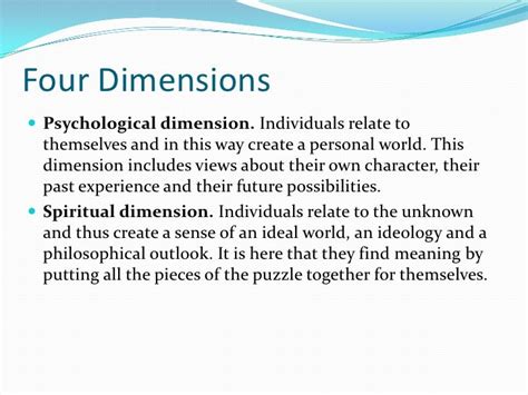 Exploring the Psychological Dimension