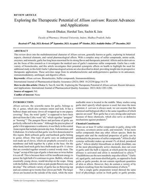 Exploring the Therapeutic Potential of Decomposed Allium sativum: Visionary Treatment