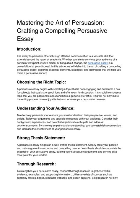 Mastering the Art of Persuasion: Presenting a Compelling Argument in the Legal Arena