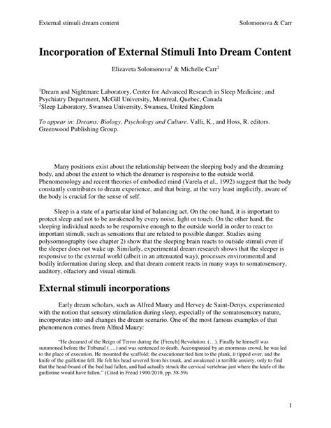 The Impact of External Stimuli on the Content of Dreams