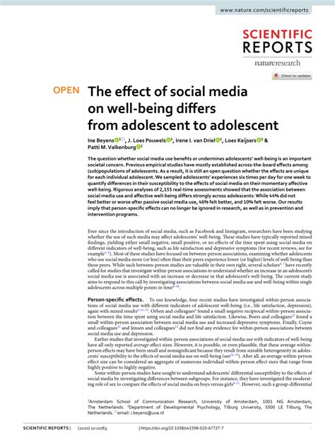 The Influence of Online Platforms on Adolescents' Psychological Well-being